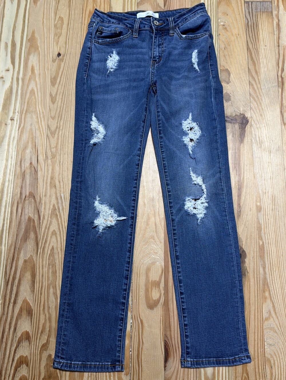 Kancan Leopard Patches Distressed Ripped KC6234M Girlfriend Fit 7/27 Women Jeans